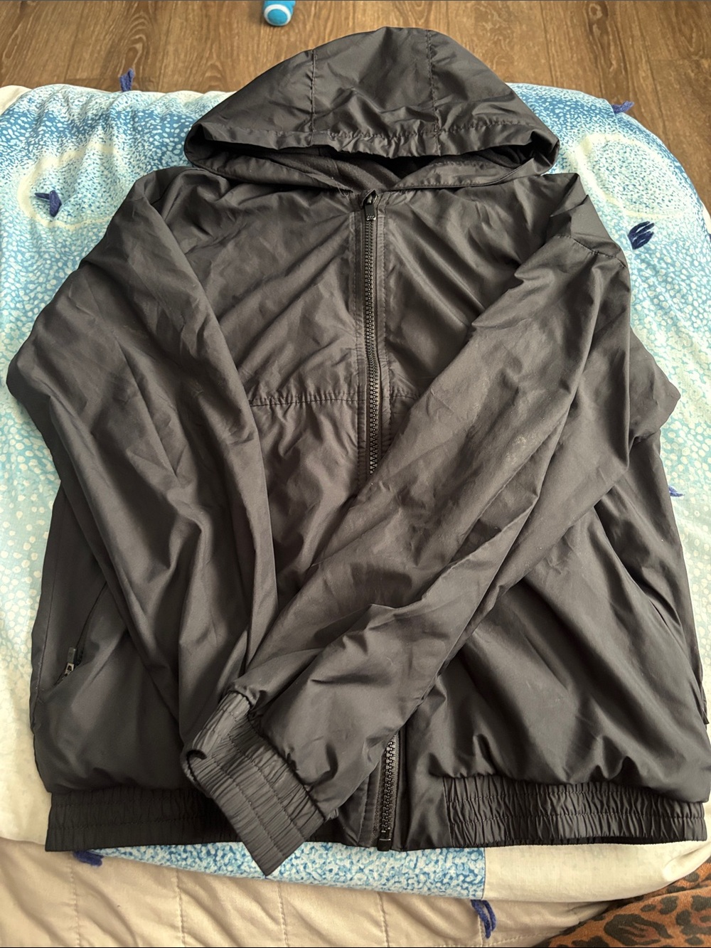 Black Hooded Windbreaker Like New